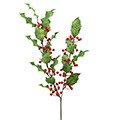 Kunstblume Ilex-Zweig mit Beeren un Textilblättern
