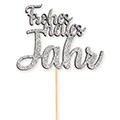 Holzstecker Frohes neues Jahr mit Glitter