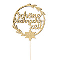 Holzstecker Schöne Weihnachtszeit mit Gold Glitter