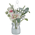 Kunstblume/Seidenblume Geeistes Christrosen-Arrangemant im Dekoglas.